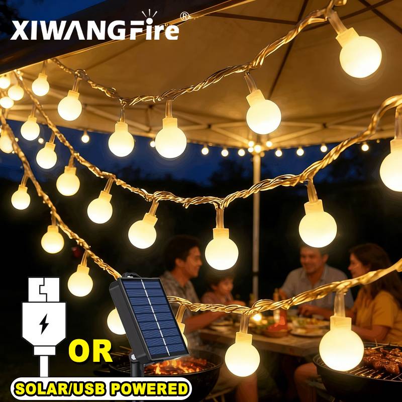 Solar Garden Light - 3-10M Solar/USB/Batterij Lichtslingers, Fairy Globe Ball