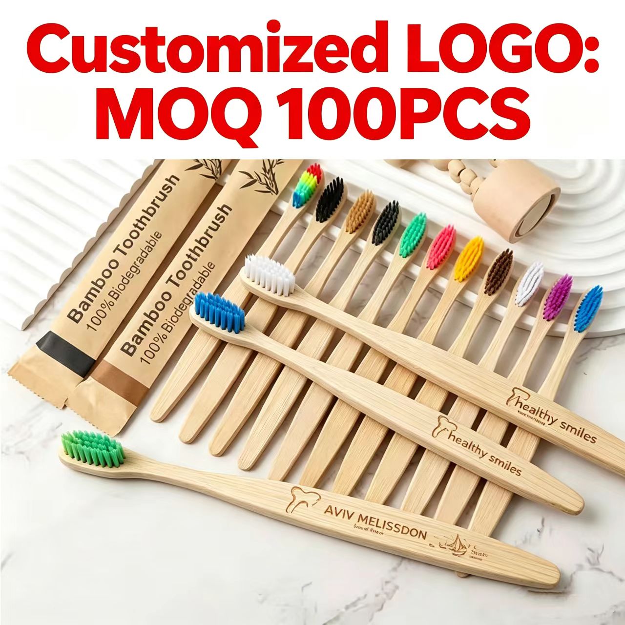 Bamboo Toothbrush - Bamboe Tandenborstels 100 Stuks Ecologisch Verantwoord