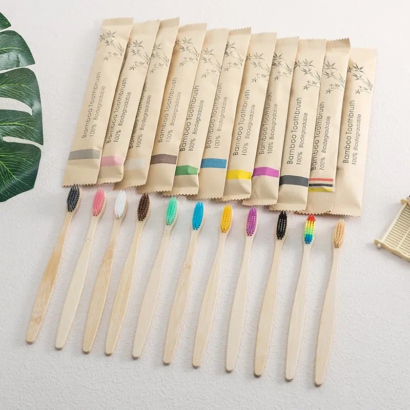 Bamboo Toothbrush - 10-pack natuurlijke bamboe tandenborstels Eco-vriendelijke familiehotel