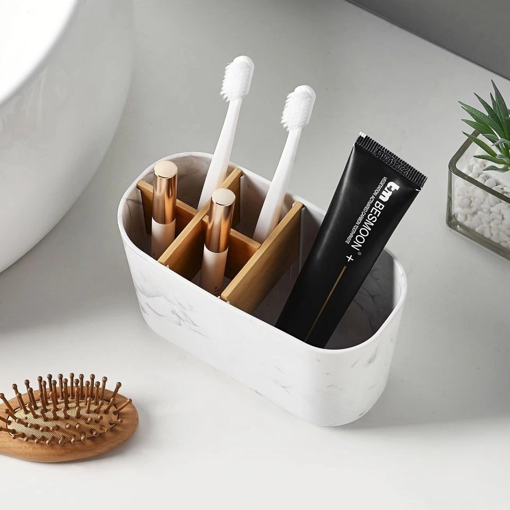 Bamboo Toothbrush - Multi-slot tandenborstelhouder Plastic tandpasta-opbergruimte Bamboe tandenborstelhouder