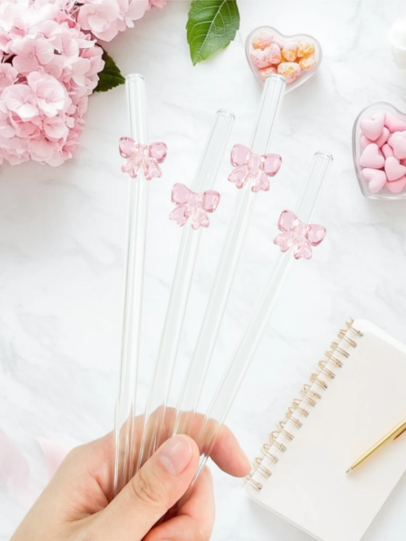 1/6PCS Leuke Cartoon Roze Stri - Reusable Straw recensie en prijs